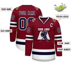Crimson Navy-White Classic Hockey Jersey 2