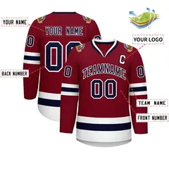 Crimson Navy-White Classic Hockey Jersey 2