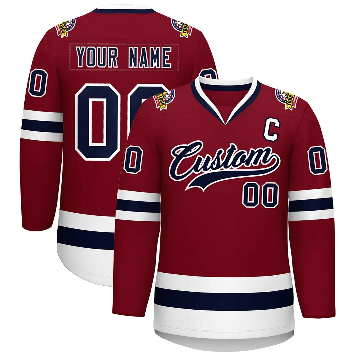 Crimson Navy-White Classic Hockey Jersey