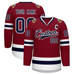 Crimson Navy-White Classic Hockey Jersey 1