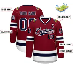 Crimson Navy-White Classic Hockey Jersey 2