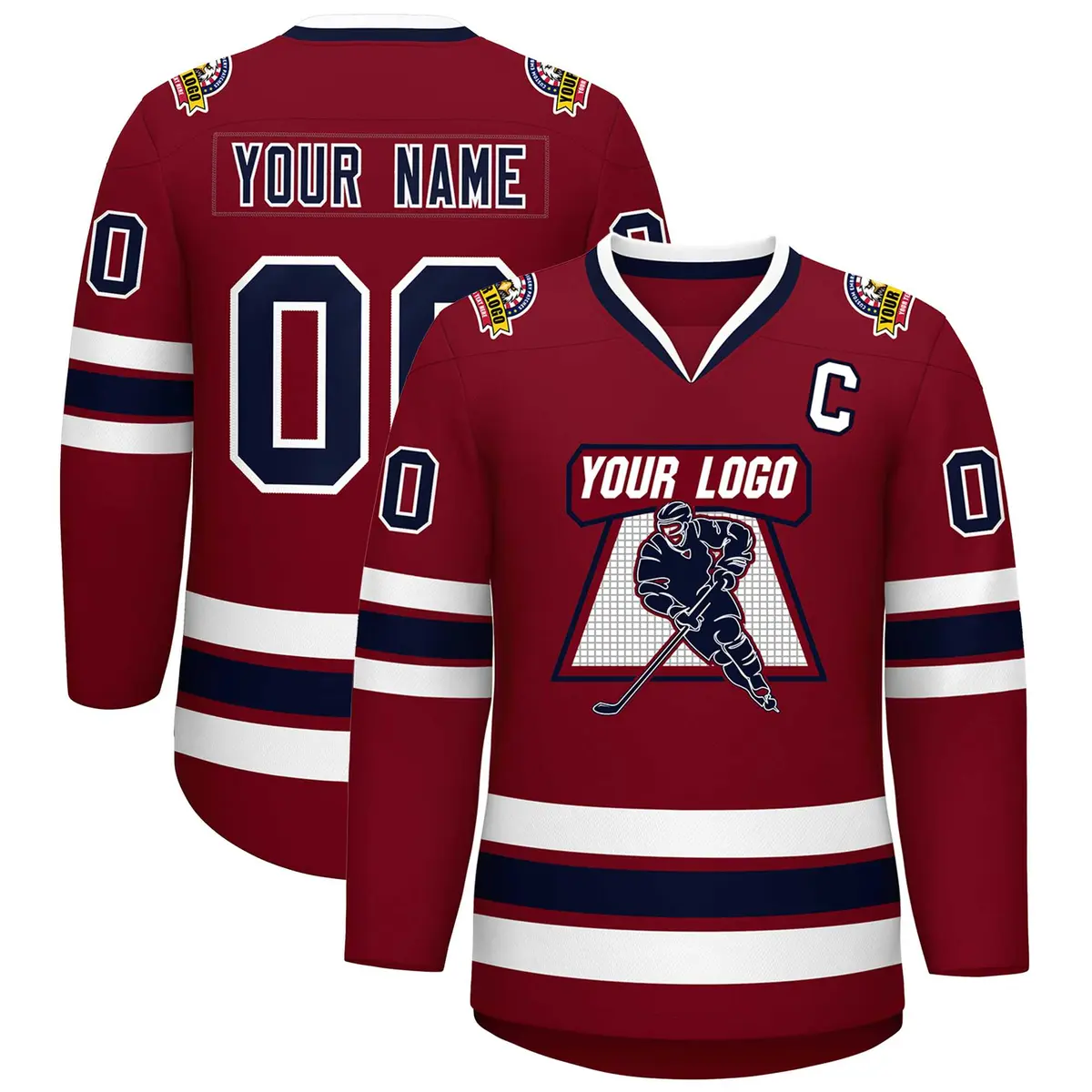 Crimson Navy-White Classic Hockey Jersey