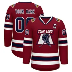Crimson Navy-White Classic Hockey Jersey 1