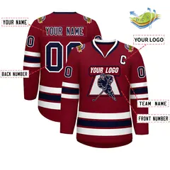 Crimson Navy-White Classic Hockey Jersey 2