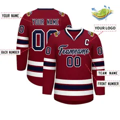 Crimson Navy-White Classic Hockey Jersey 2