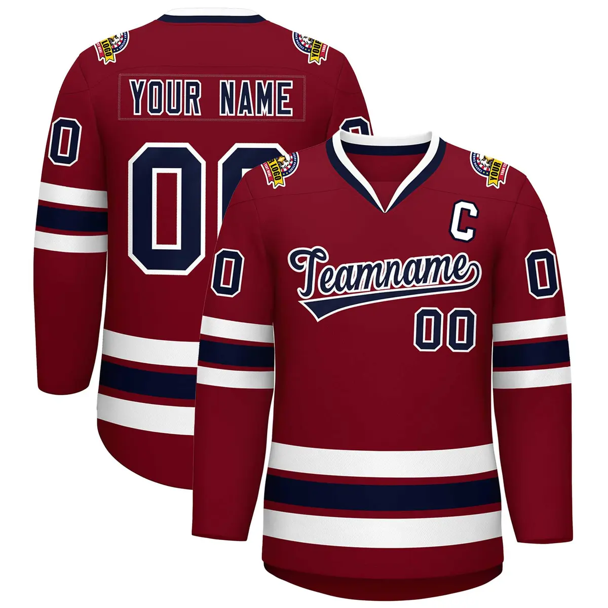 Crimson Navy-White Classic Hockey Jersey