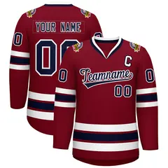 Crimson Navy-White Classic Hockey Jersey