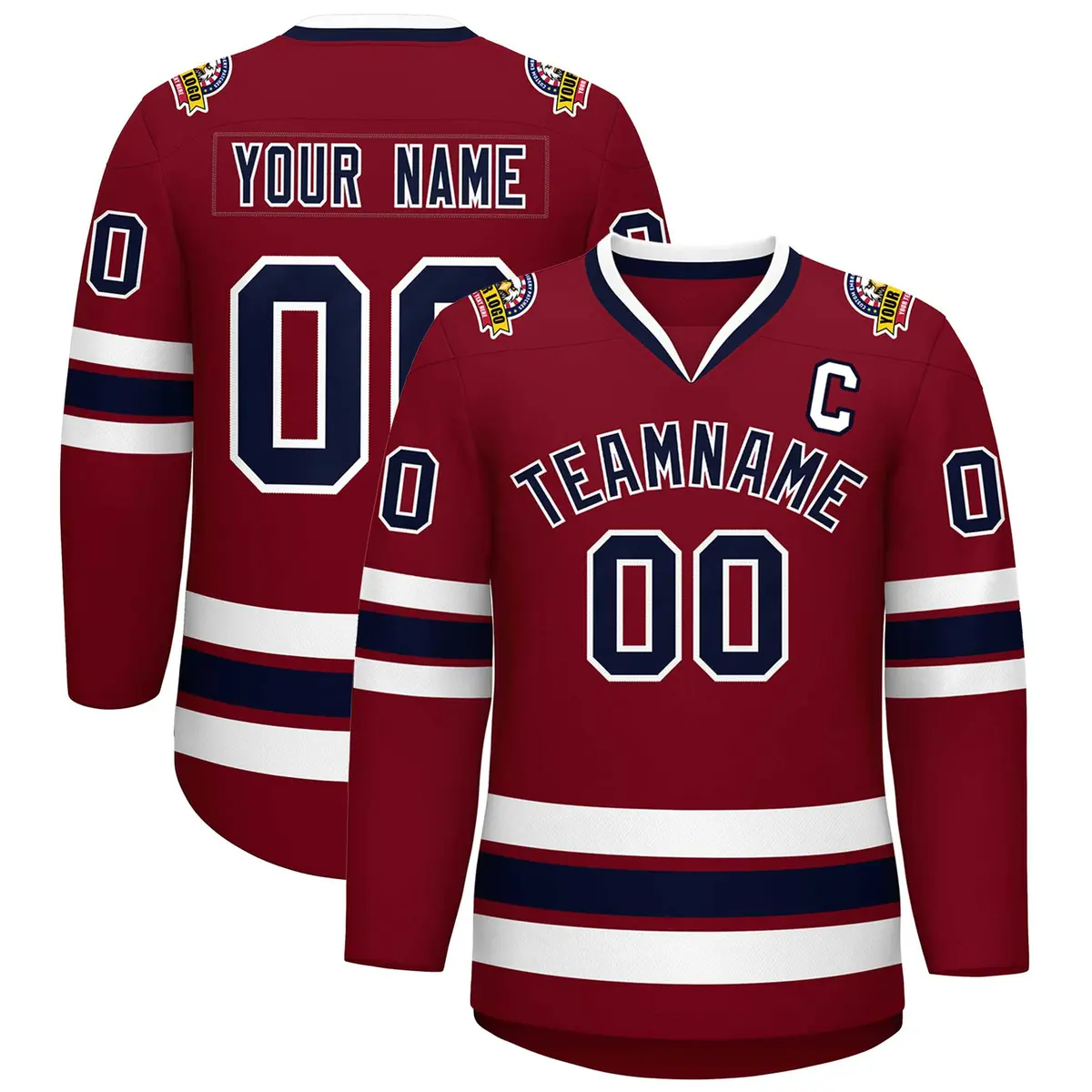 Crimson Navy-White Classic Hockey Jersey