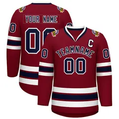 Crimson Navy-White Classic Hockey Jersey 1