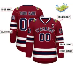 Crimson Navy-White Classic Hockey Jersey 2