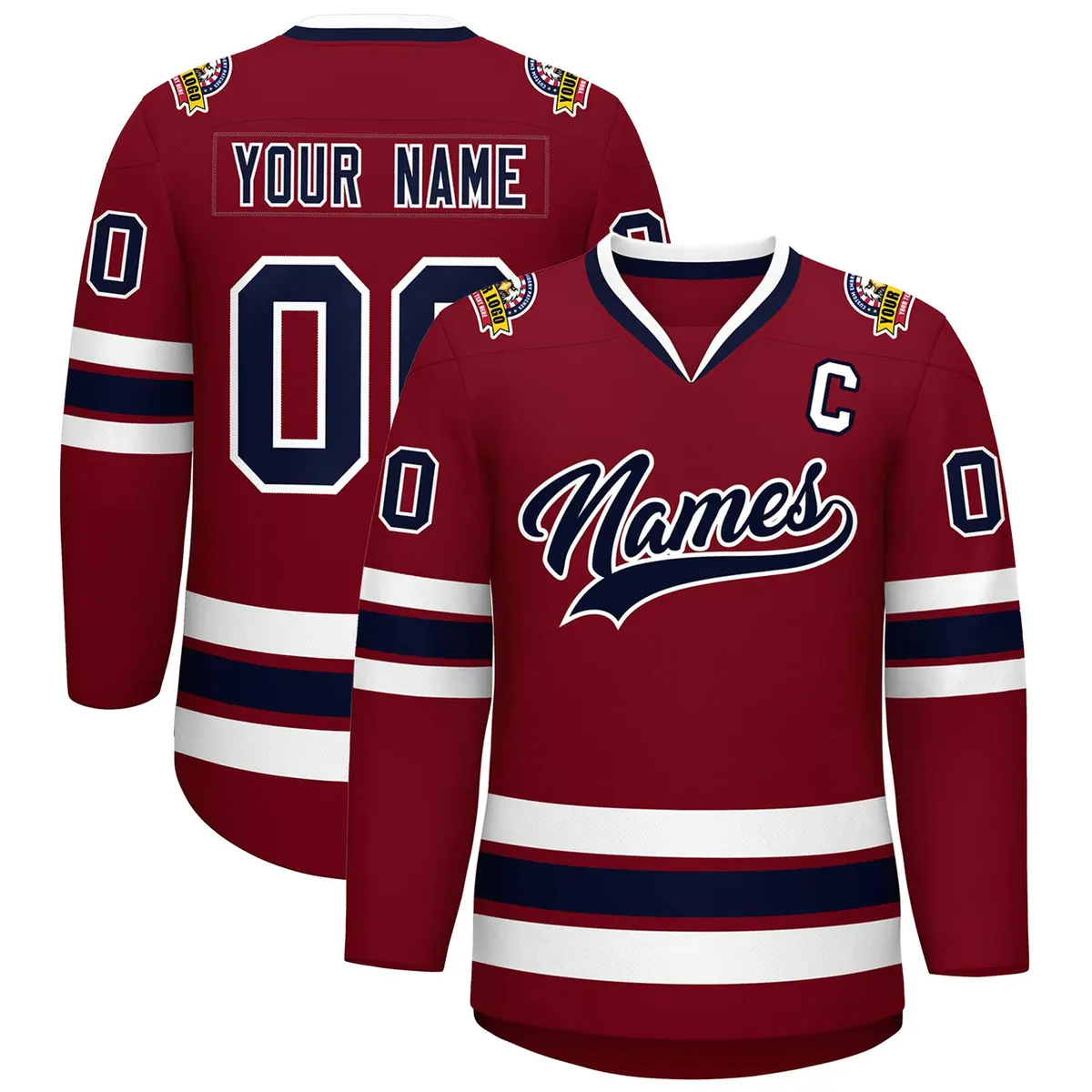 Crimson Navy-White Classic Hockey Jersey