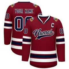 Crimson Navy-White Classic Hockey Jersey 1