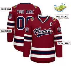 Crimson Navy-White Classic Hockey Jersey 2