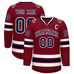 Crimson Navy-White Classic Hockey Jersey 1