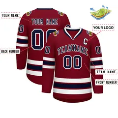 Crimson Navy-White Classic Hockey Jersey 2