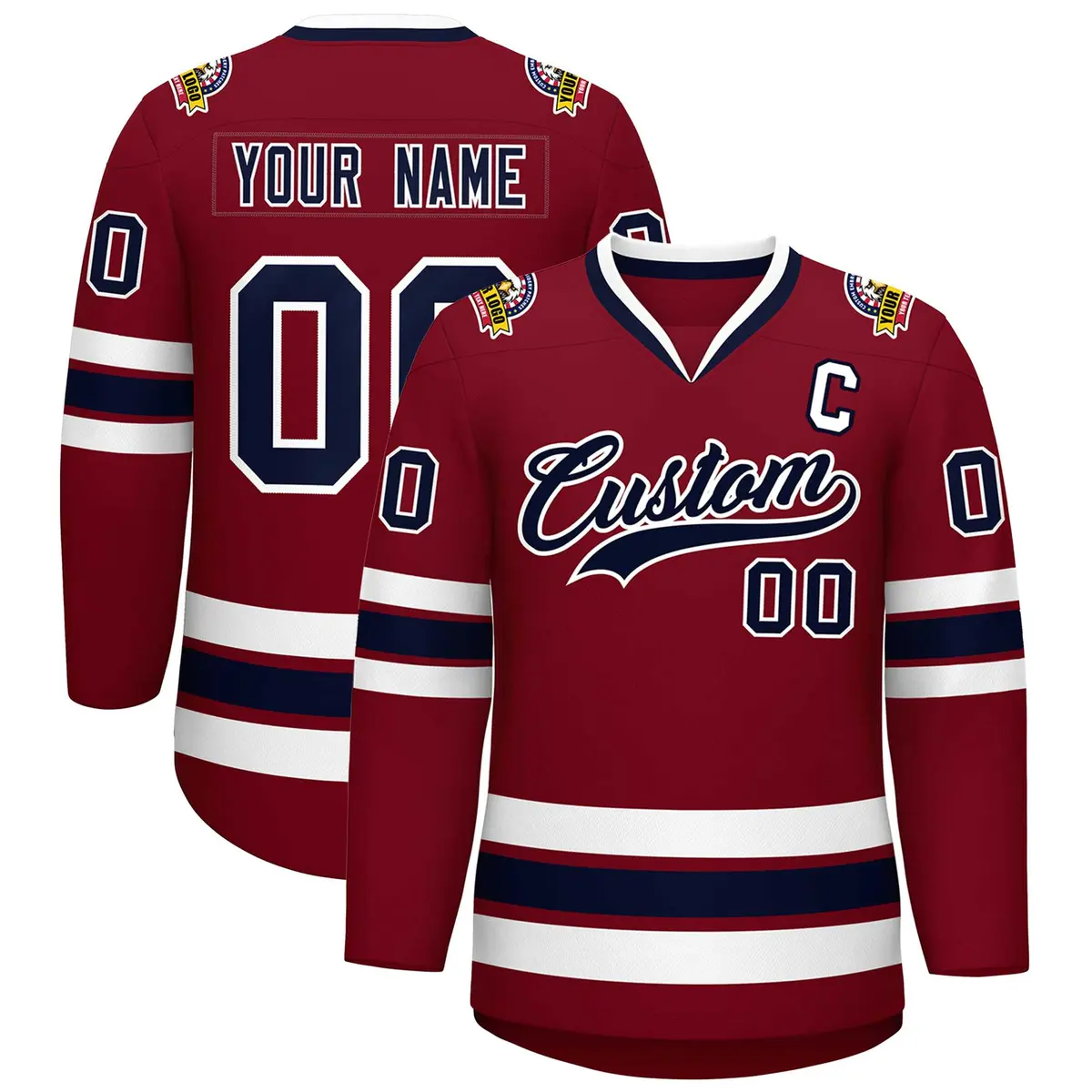 Crimson Navy-White Classic Hockey Jersey