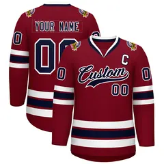 Crimson Navy-White Classic Hockey Jersey 1