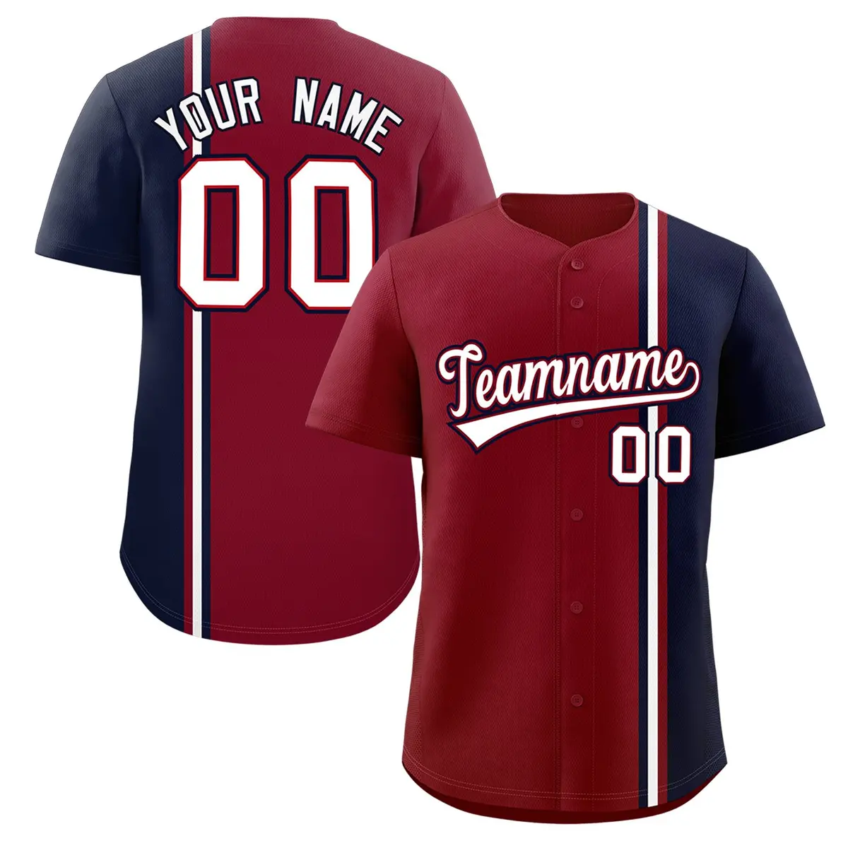 Crimson Navy-White Color Block Authentic Baseball Jersey