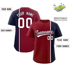 Crimson Navy-White Color Block Authentic Baseball Jersey 2
