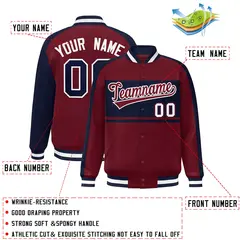 Crimson Navy-White Color Block Varsity Baseball Jacket 2