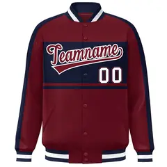 Crimson Navy-White Color Block Varsity Baseball Jacket 3