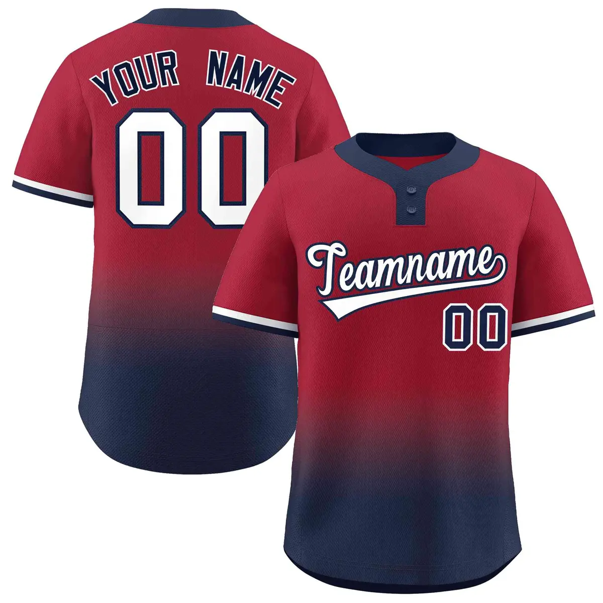 Crimson Navy White-Navy Gradient Two-Button Softball Jersey