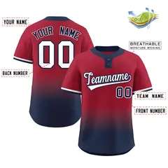Crimson Navy White-Navy Gradient Two-Button Softball Jersey 2