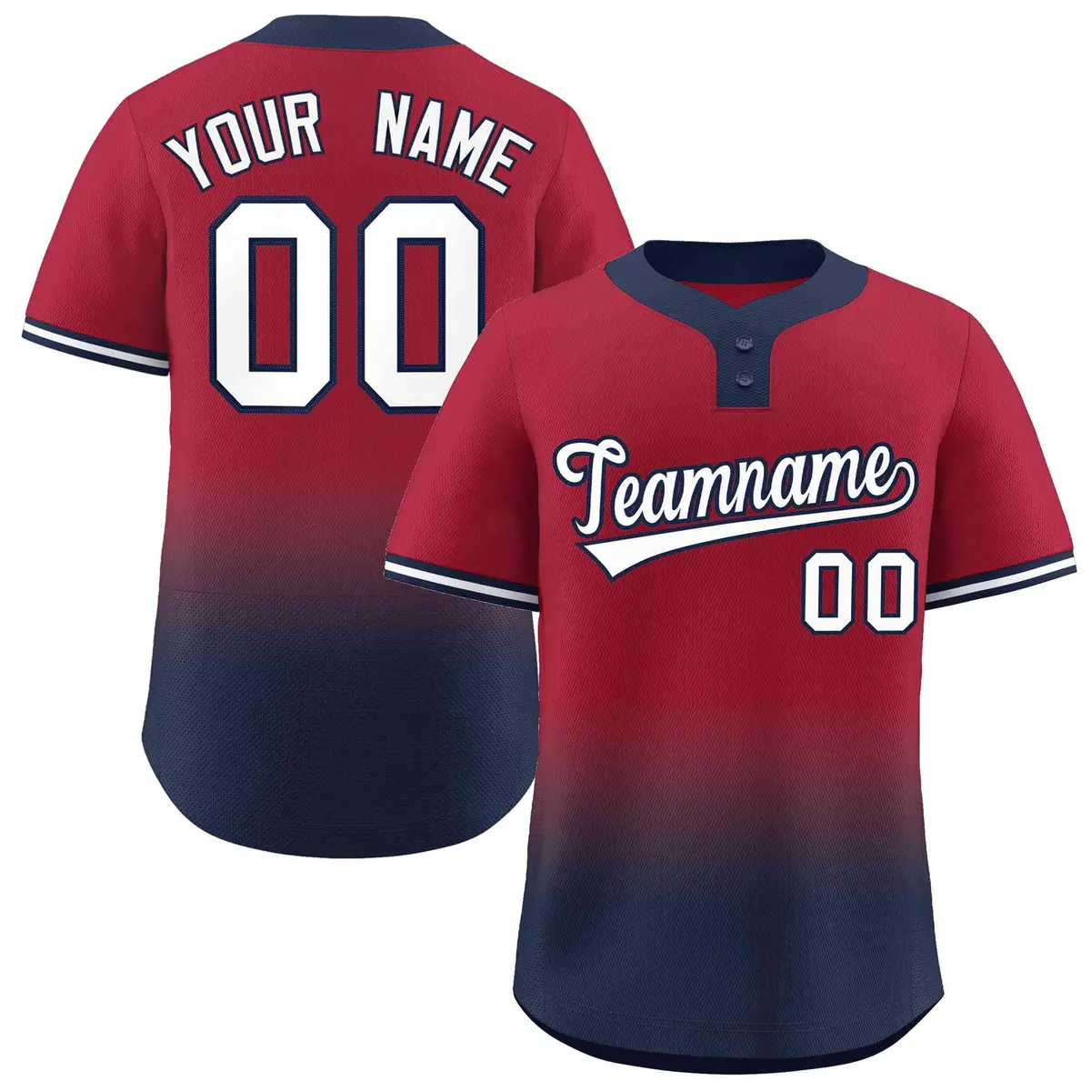 Crimson Navy White-Navy Gradient Two-Button Softball Jersey