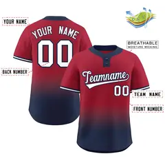 Crimson Navy White-Navy Gradient Two-Button Softball Jersey 2