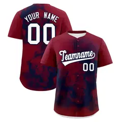 Crimson Navy White Skeleton Graffiti Baseball Jersey 1