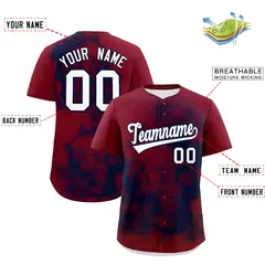 Crimson Navy White Skeleton Graffiti Baseball Jersey 2