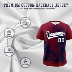 Crimson Navy White Skeleton Graffiti Baseball Jersey 4