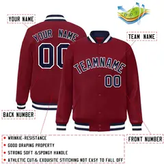 Crimson Navy-White Varsity Full-Snap Letterman Jacket 2
