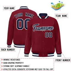 Crimson Navy-White Varsity Full-Snap Letterman Jacket 2