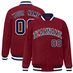 Crimson Navy-White Varsity Full-Snap Letterman Jacket 1