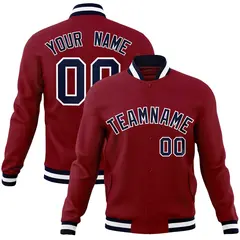Crimson Navy-White Varsity Full-Snap Letterman Jacket