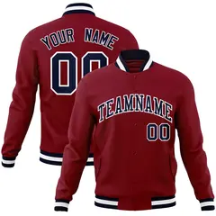 Crimson Navy-White Varsity Full-Snap Letterman Jacket 1