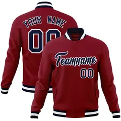 Crimson Navy-White Varsity Full-Snap Letterman Jacket 1