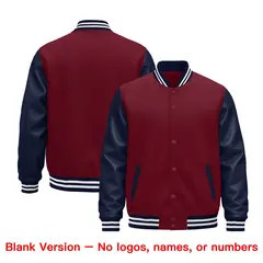 Crimson Navy White Varsity Full-Snap Letterman Jacket 2