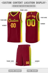 Crimson Neon Green-Gold Gradient Basketball Jersey 2