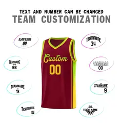 Crimson Neon Green-Gold Gradient Basketball Jersey 4