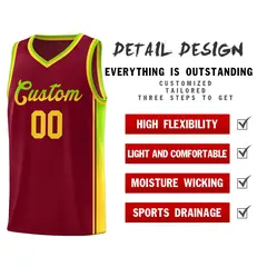 Crimson Neon Green-Gold Gradient Basketball Jersey 5