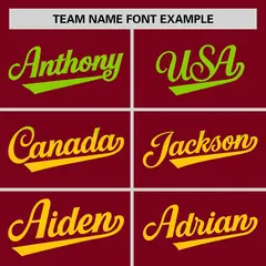 Crimson Neon Green-Gold Gradient Font Side Baseball Jersey 3