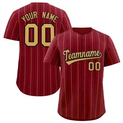 Crimson Old Gold and Black Bi-Color Stripes Baseball Jersey 1