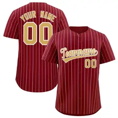 Crimson Old Gold and White Bi-Color Stripes Baseball Jersey 1