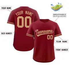 Crimson Old Gold Authentic Full-Button Baseball Jersey 2