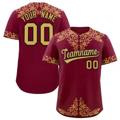 Crimson Old Gold Baroque Style Baseball Jersey 1