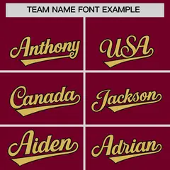 Crimson Old Gold Baroque Style Baseball Jersey 3