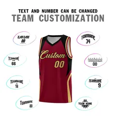 Crimson Old Gold Black Color Block Basketball Jersey 4