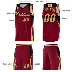 Crimson Old Gold Black Color Block Basketball Jersey 5